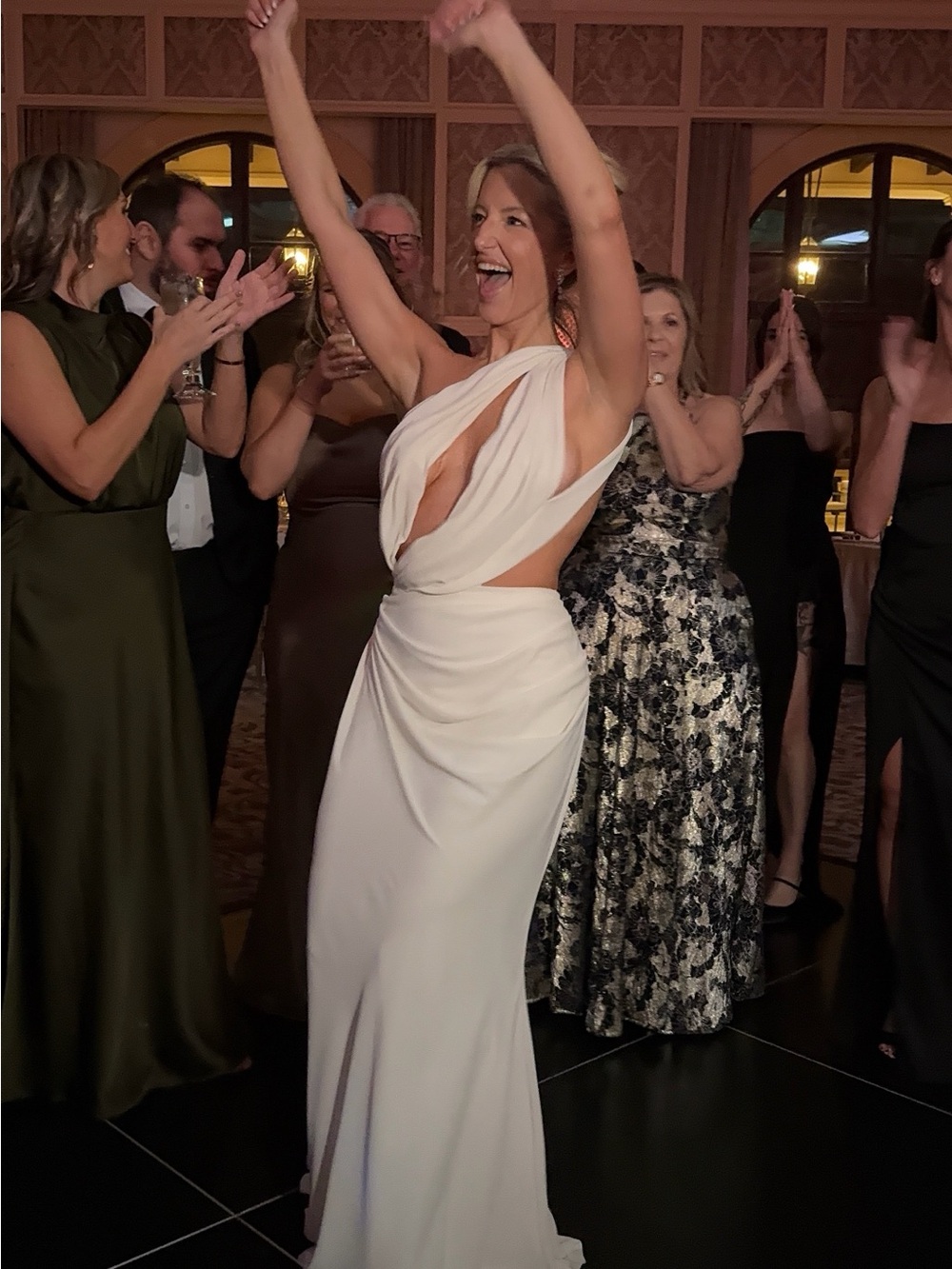 Custom Karla Gil Elegant One-Shoulder Ivory Draped Evening Dress - Picture 12 of 13